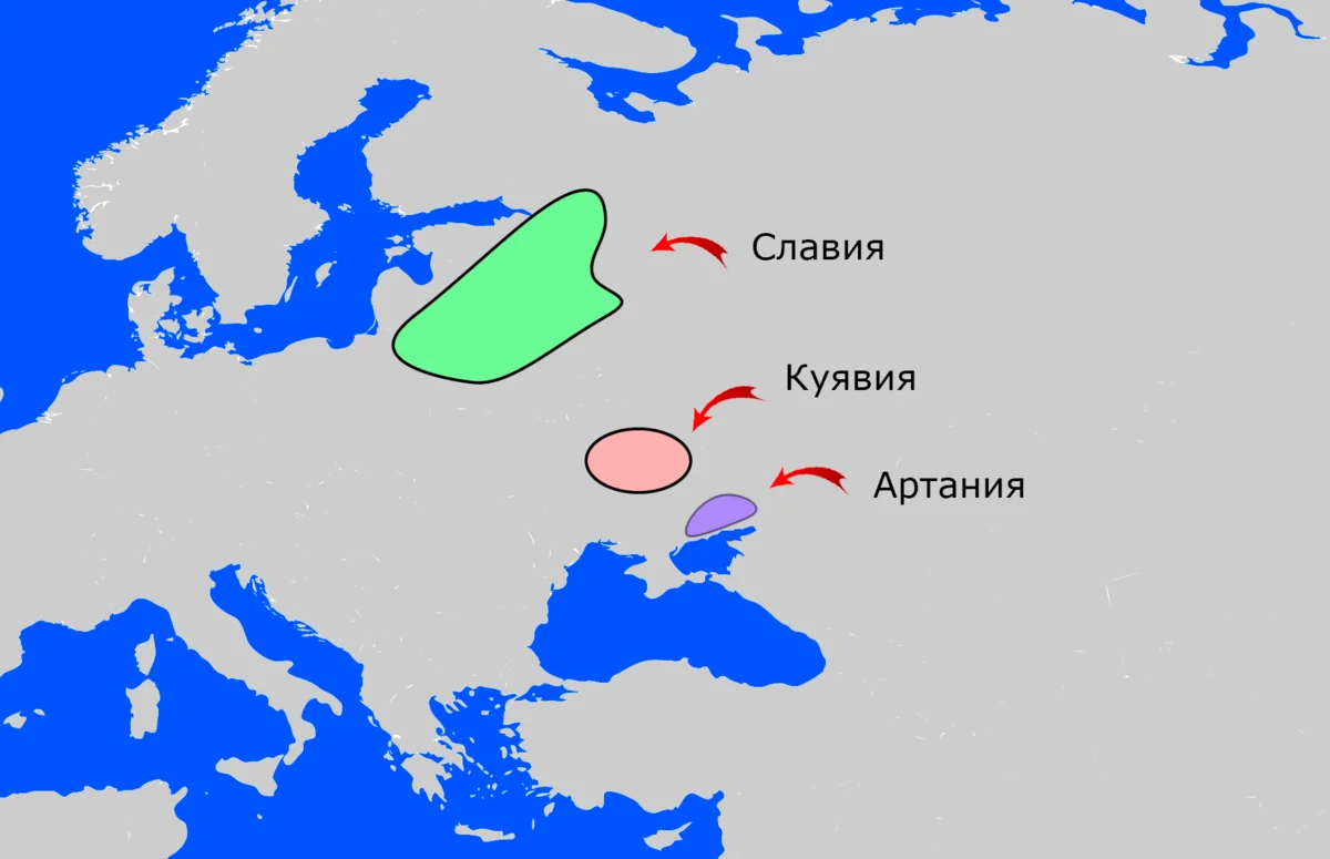 К 700-ым годам на территории Руси существовало 3 небольших славянских государства, которые играли малую роль на континенте