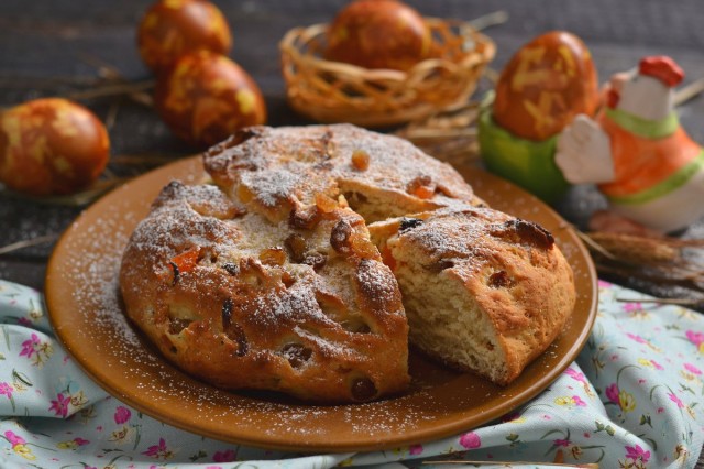 Домашний кулич на Пасху с творогом и цукатами вкусные новости,выпечка,кулинария,кулич,Пасха