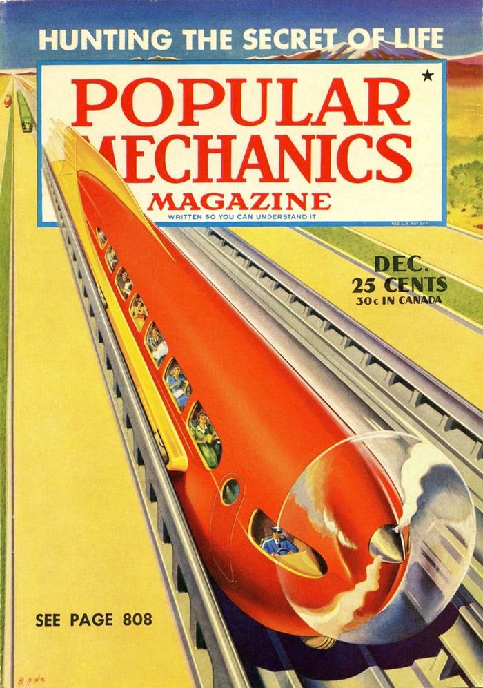 Поезда будущего на обложках журналов прошлого техника, ретро, история, будущее, ретрофутуризм, поезд, журнал, длиннопост