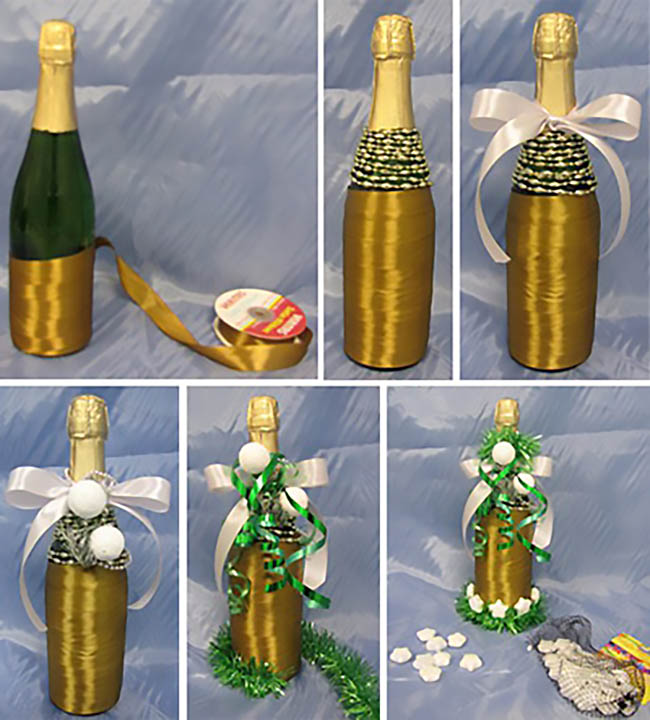 Бутылки: оригинальная упаковка к Новому году Тривиальная, бутылка, становится, отличным, подарком, правильно, оформить    