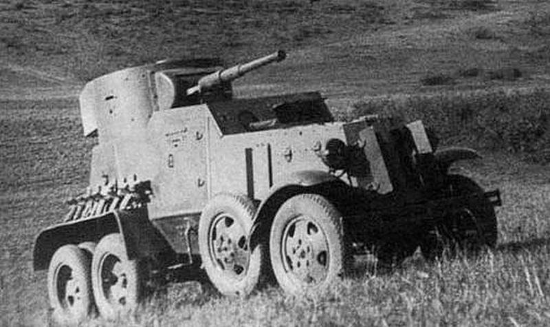 Средний бронеавтомобиль БА-6 на испытаниях на полигоне ЛБТКУКС, 1935 год. военная техника, вторая мировая война, история