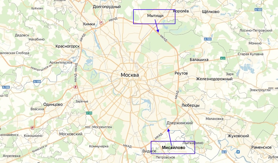 Мисайлово московская область карта