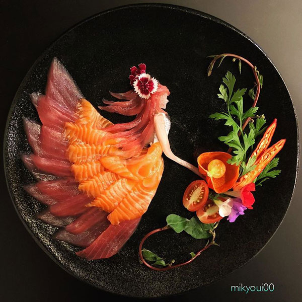 Кулинарная живопись на тарелках: японский шеф-повар превращает рыбную нарезку в настоящие шедевры идеи и вдохновение,мастерство,творчество