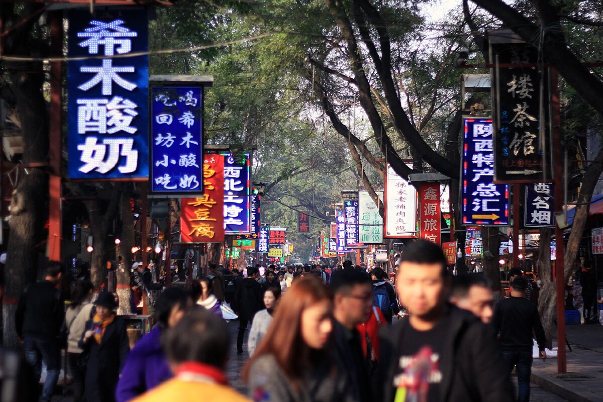 Переполненные улицы в Китае - обычное дело