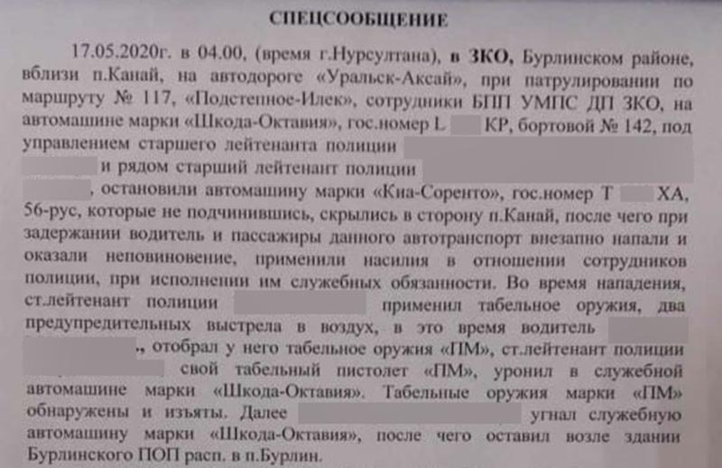 Спецсообщение мвд образец