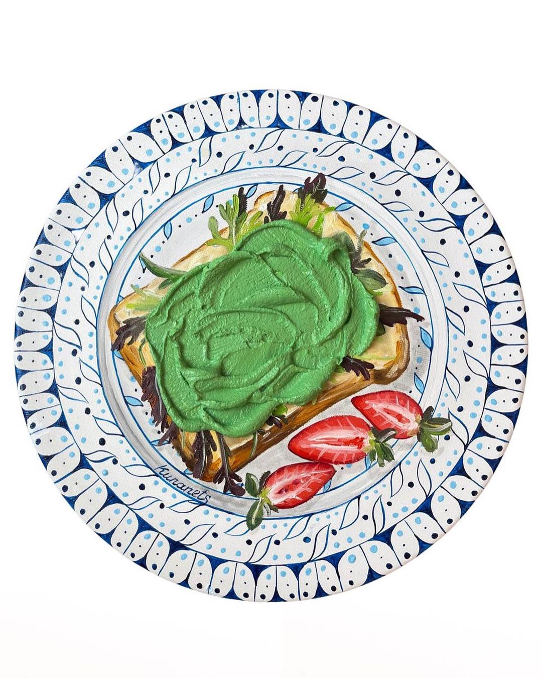 Картины с едой на винтажных тарелках от Кристины Кунанец