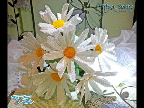 Ромашка из гофрированной бумаги. Ромашка из гофрированной бумаги.