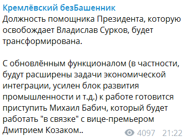 «Сурков написал заявление об отставке»﻿