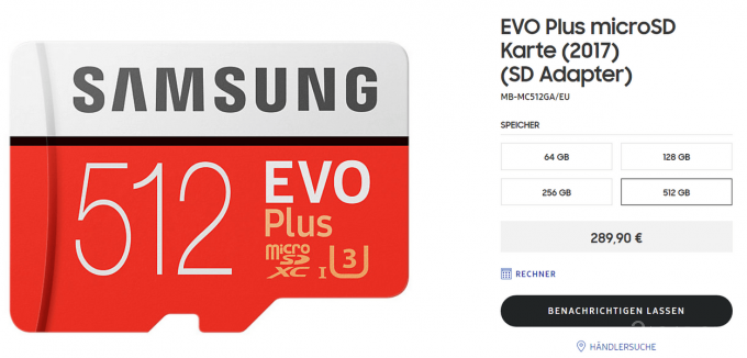 Samsung продаёт microSD на 512 ГБ по цене смартфона samsung