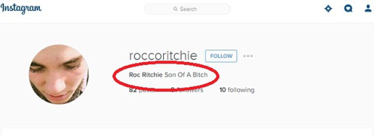 *** PRIVATE INSTAGRAM ACCOUNT *** Rocco Ritchie back on instagram calling himself a son of a bitch keeping his setting private Image grab for Nikki