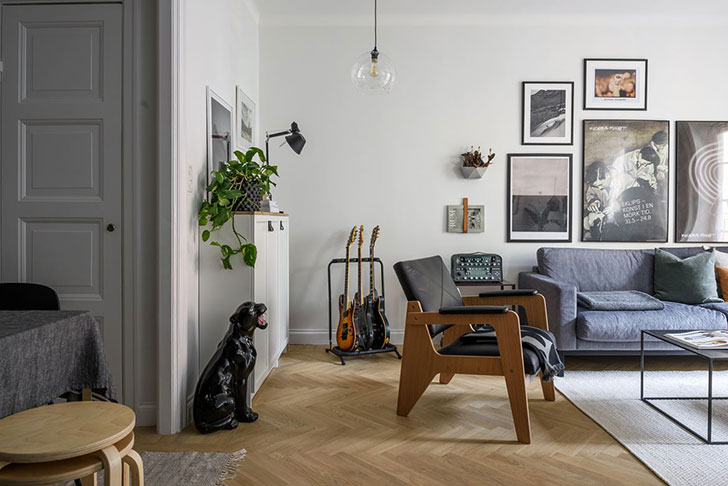 Небольшая квартира музыканта в Стокгольме (44 кв. м)