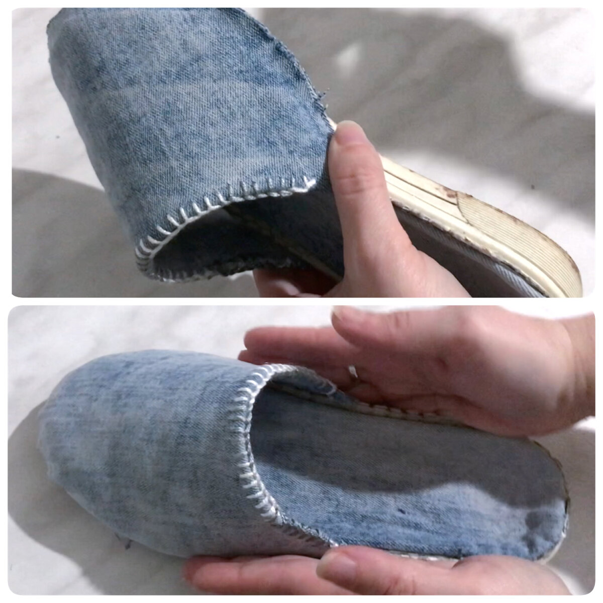 Как легко самой сделать удобные анатомические тапочки из старой обуви и дырявых джинсов для дома и дачи,мастер-класс