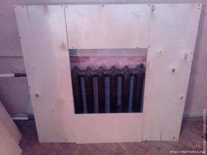 Декоративный камин из фанеры или как закрыть батарею Декоративный камин из фанеры или как закрыть батарею сделай сам