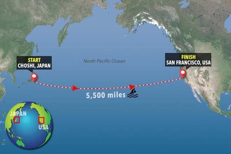 Француз собирается потратить 6 месяцев своей жизни на заплыв от Японии до США Японии, в мире, заплыв, люди, самовыражение, сша