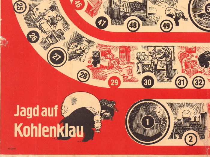 Игра Jagd auf Kohlenklau («Охота на угольного вора»), в которой детей на наглядных примерах приучали к экономии ценного ресурса. германия, настольные игры, пропаганда