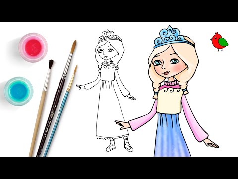 Как нарисовать Алёнку из мультика Царевны / Раскраска для детей