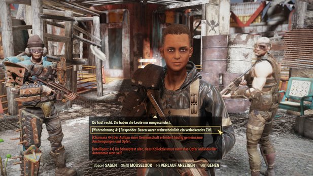 In the dialogs there are always attribute checks with which we can avoid fights and influence the further course of the quest.