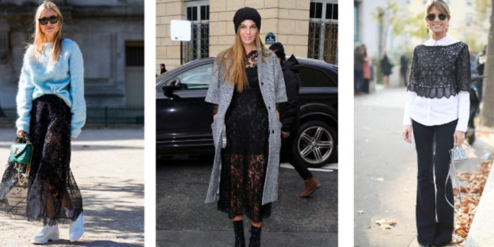 Вещи с кружевом: Как их стильно носить в холодное время года