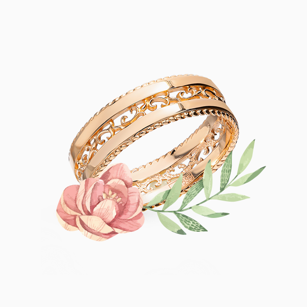 Обручальное кольцо «Топаз», розовое золото