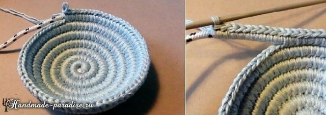 Корзинка из веревки с обвязкой крючком корзина из веревки,рукоделие,своими руками