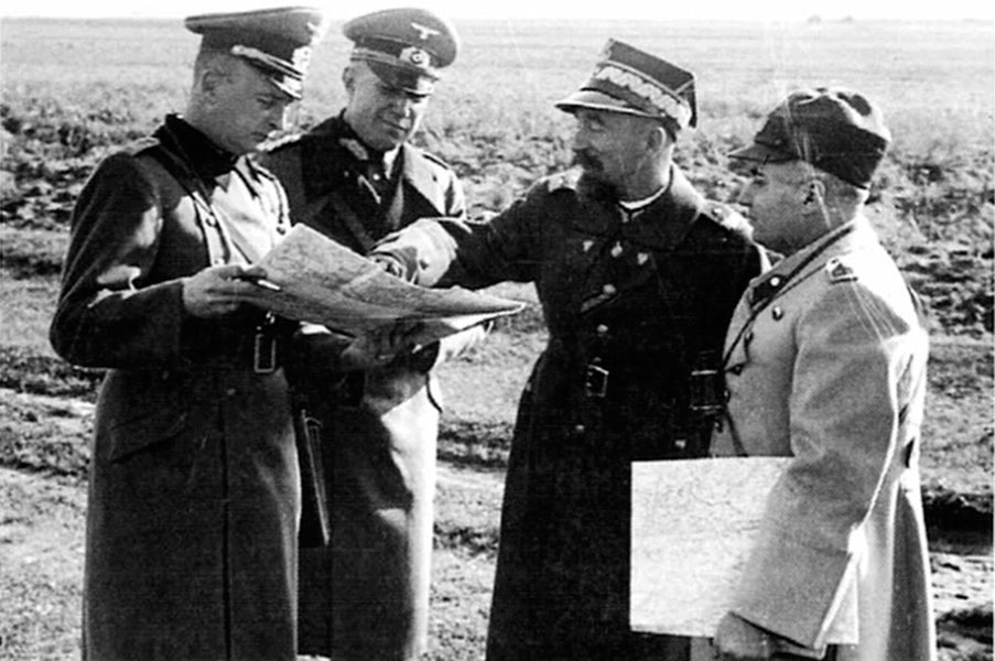 Тот же польский генерал Заморский и Хайнц Гудериан на совместных учениях