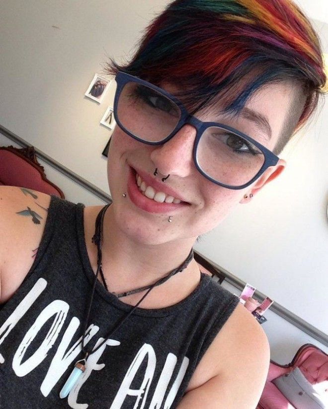 Twink glasses schoolgirl piercing