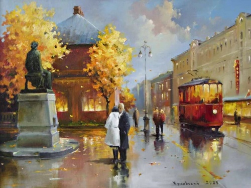 Художник Владимир Краевский. По снегу, летящему с неба 