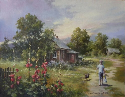 Художник Владимир Краевский. По снегу, летящему с неба 