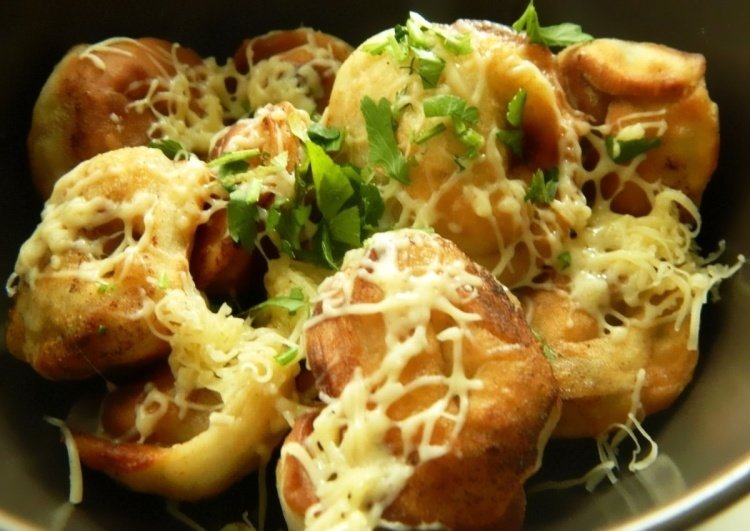 Жареные пельмени с сыром еда, кулинария, пельмени, рецепты