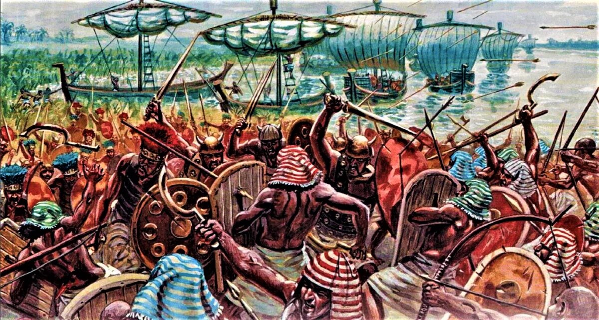 В первой четверти XII века до н.э. Египет впервые столкнулся с угрозой крупномасштабного иноземного вторжения.-11