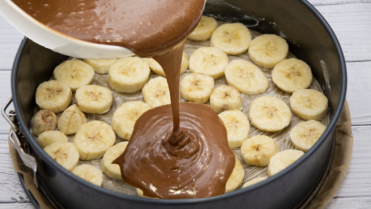 Шоколадно - банановый пирог с ганашем