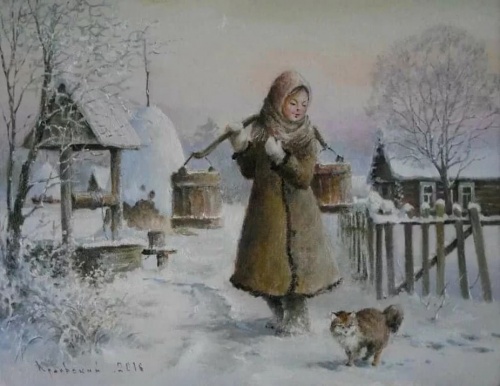 Художник Владимир Краевский. По снегу, летящему с неба 