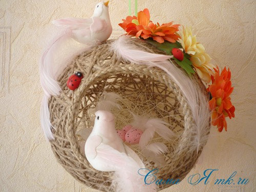 Декоративные гнёздышки из шпагата