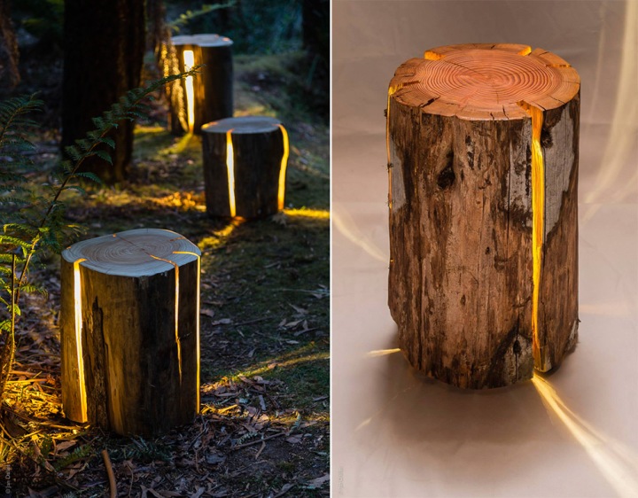 Декоративный светильник из дерева