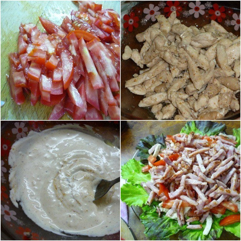 Салат кармен с курицей и ветчиной сухариками рецепт с фото пошагово