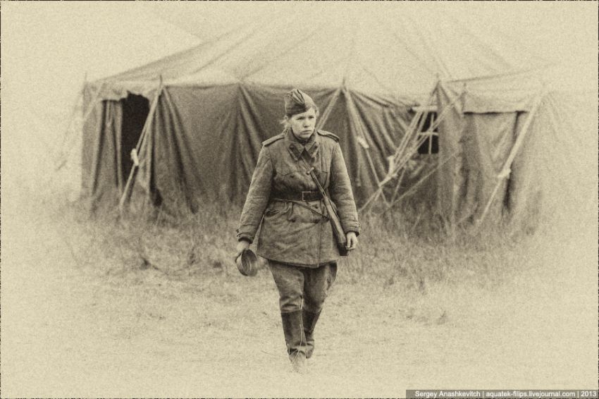 реконструкция, война, взгляд, девушки, женщины