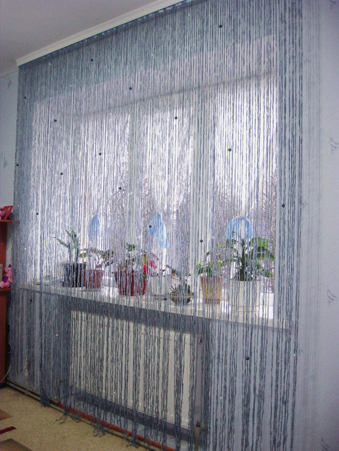 Нитяные шторы в интерьерах