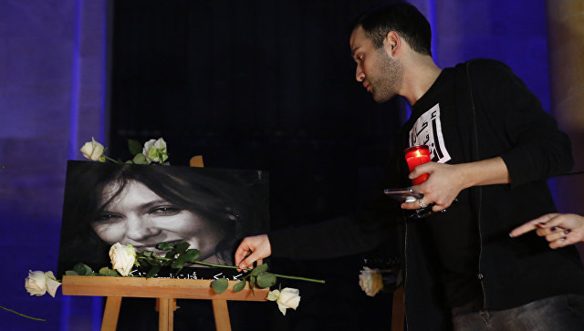 Портрет убитой британки Ребекки Дайкс в Бейруте, Ливан. 23 декабря 2017