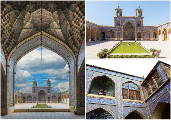 Экстерьер мечети не менее впечатляющий, чем интерьер святыни (Nasir al-Mulk, Иран). | Фото: commons.wikimedia.org.