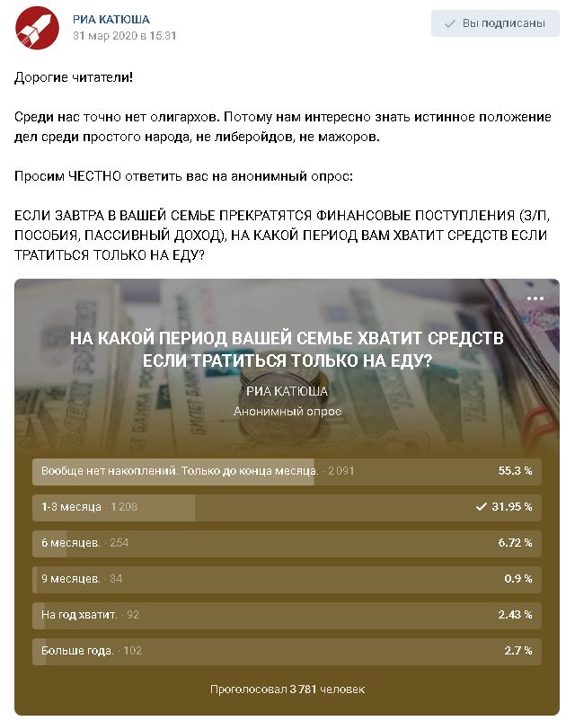 Максимум две недели: России придется выйти на работу после Пасхи Максимум две недели: России придется выйти на работу после Пасхи человек, денег, карантина, смогут, карантин, которые, России, нужны, среднем, месяца, российских, здесь, Притом, массовых, Росстата, работу, чтобы, накоплений, населения, условиях