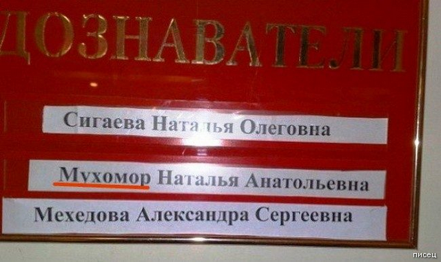 Прикольные фамилии. Ржу не могу! смешные картинки