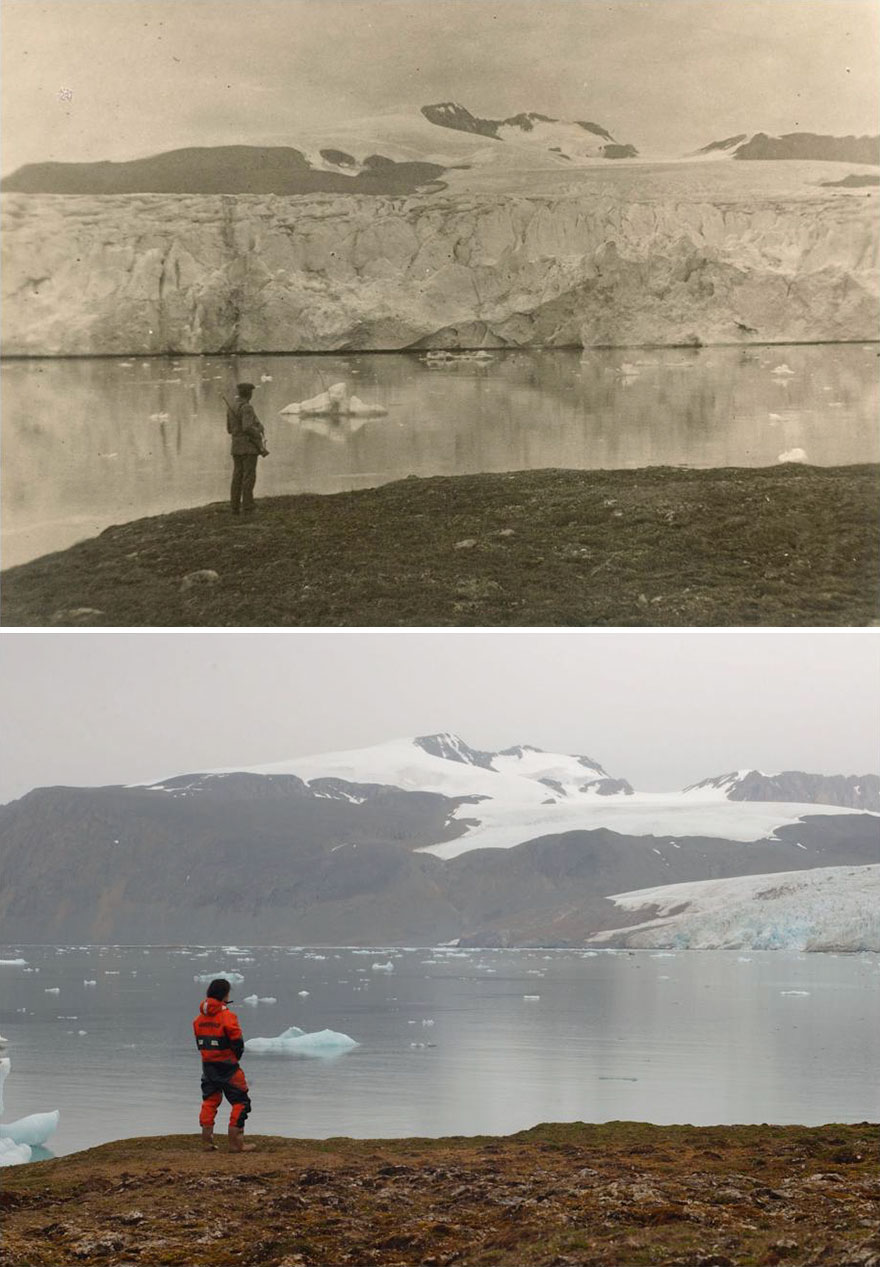 Арктика 105 лет назад и сегодня: фото сделаны с одной точке, но на снимке как будто два разных материка Культура