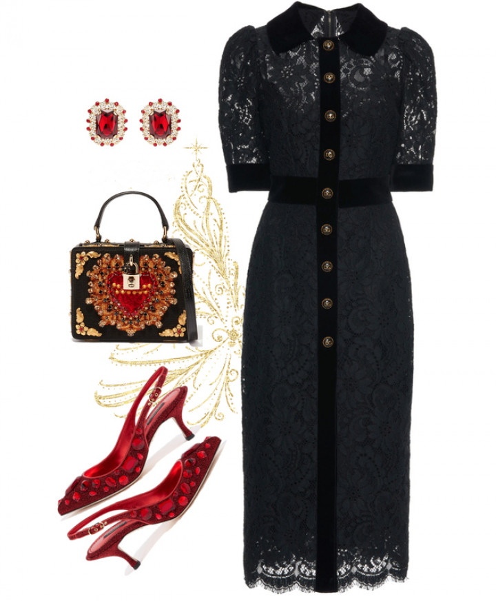 Новогодние образы в стиле Dolce & Gabbana в модных сетах мода и красота,модные образы,модные сеты,новогодние наряды,одежда и аксессуары