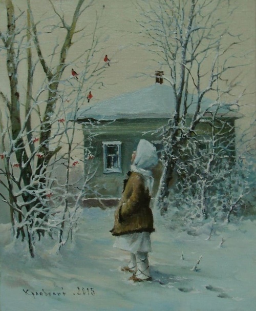 Художник Владимир Краевский. По снегу, летящему с неба 