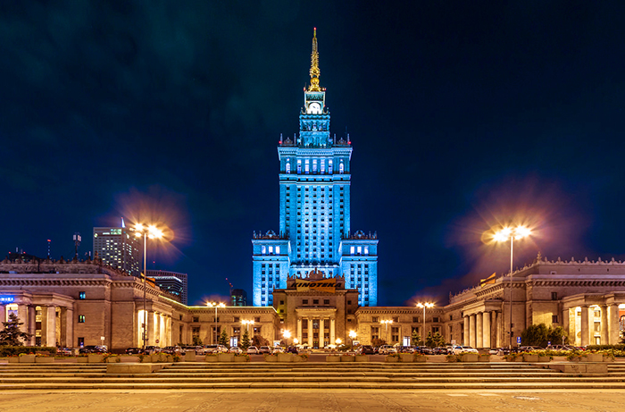 Дворец культуры и науки в Варшаве: ночной кадр