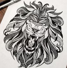 эскиз льва оскал