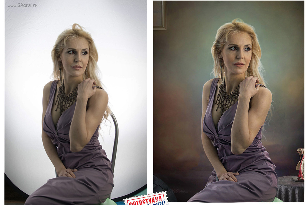 Портрет до и после Фотошопа
