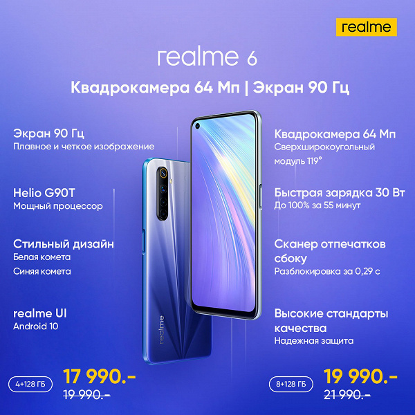 Главный конкурент Redmi Note 8 Pro прибыл в Россию. Начались продажи серии Realme 6 со скидкой для первых покупателей