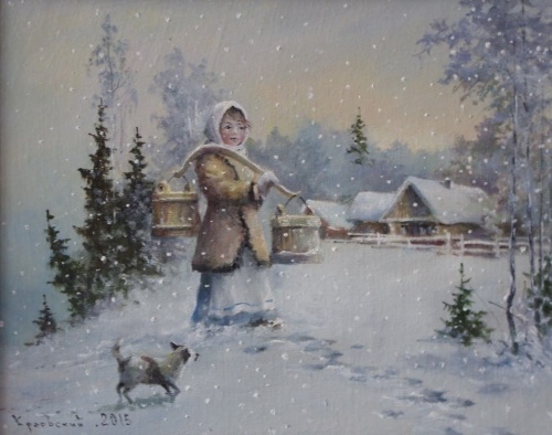 Художник Владимир Краевский. По снегу, летящему с неба 