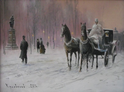 Художник Владимир Краевский. По снегу, летящему с неба 